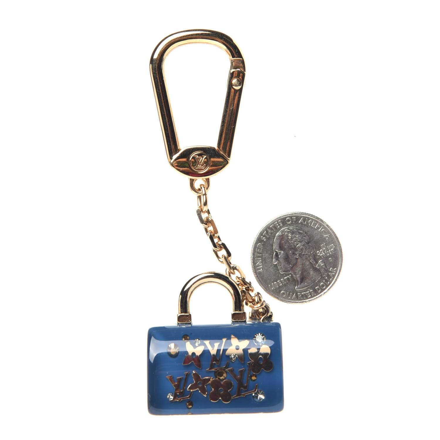 Louis Vuitton Resin Inclusion Speedy Bag Charm Key Chain Blue 2 of 7