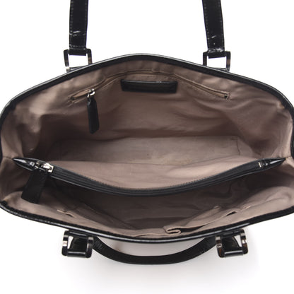 Burberry Patent Trim Nova Check Tote Black 5 of 12