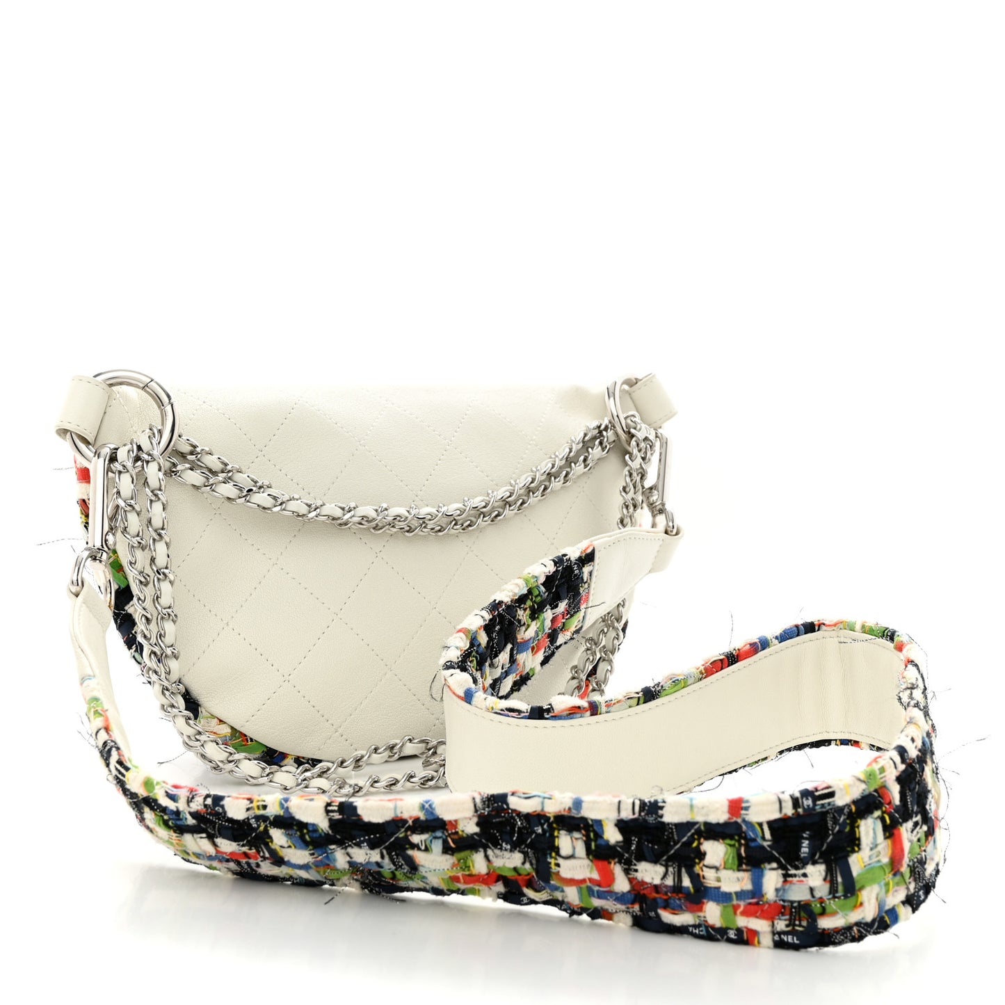 Lambskin Tweed Waist Bag Ecru Red Blue