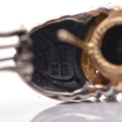 David Yurman Sterling Silver 18K Yellow Gold Onyx Capri Shrimp Earrings 5 of 5