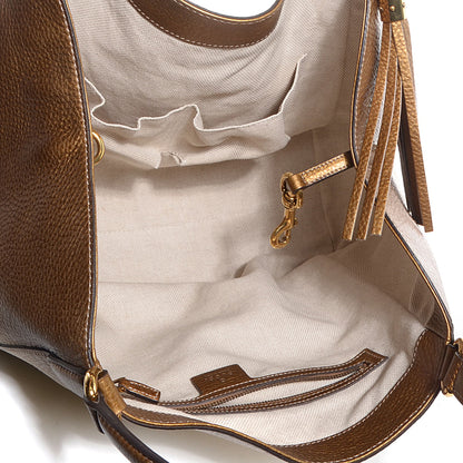 Gucci Metallic Pebbled Calfskin Medium Soho Shoulder Bag Gold Ombre 5 of 7