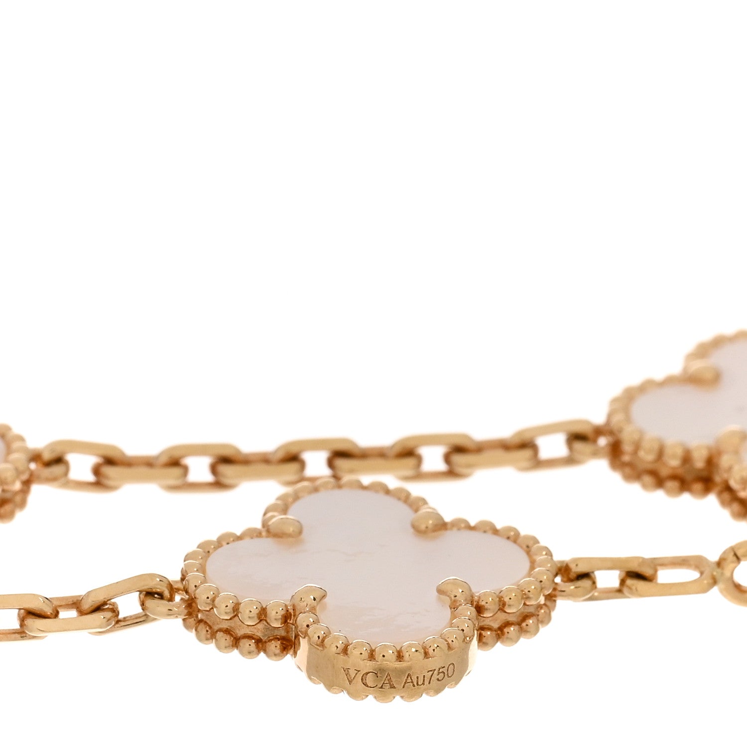 Van Cleef & Arpels 18K Yellow Gold Mother of Pearl 5 Motifs Vintage Alhambra Bracelet 3 of 5