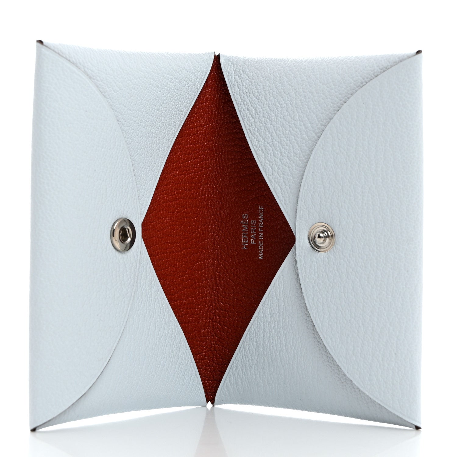 Hermes Chevre Mysore Verso Calvi Card Case Bleu Brume Brique 5 of 8