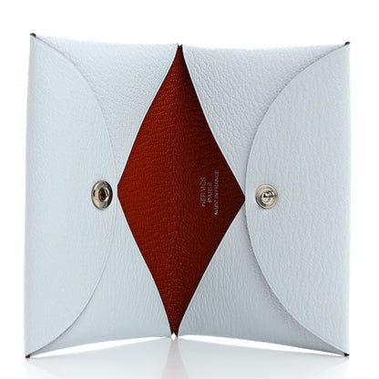 Hermes Chevre Mysore Verso Calvi Card Case Bleu Brume Brique 5 of 8
