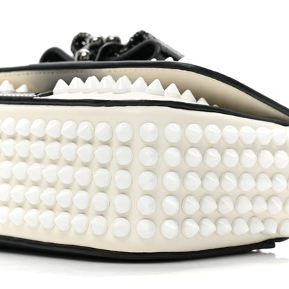 Christian Louboutin Calfskin Spikes Sweety Charity Shoulder Bag White Black 7 of 12