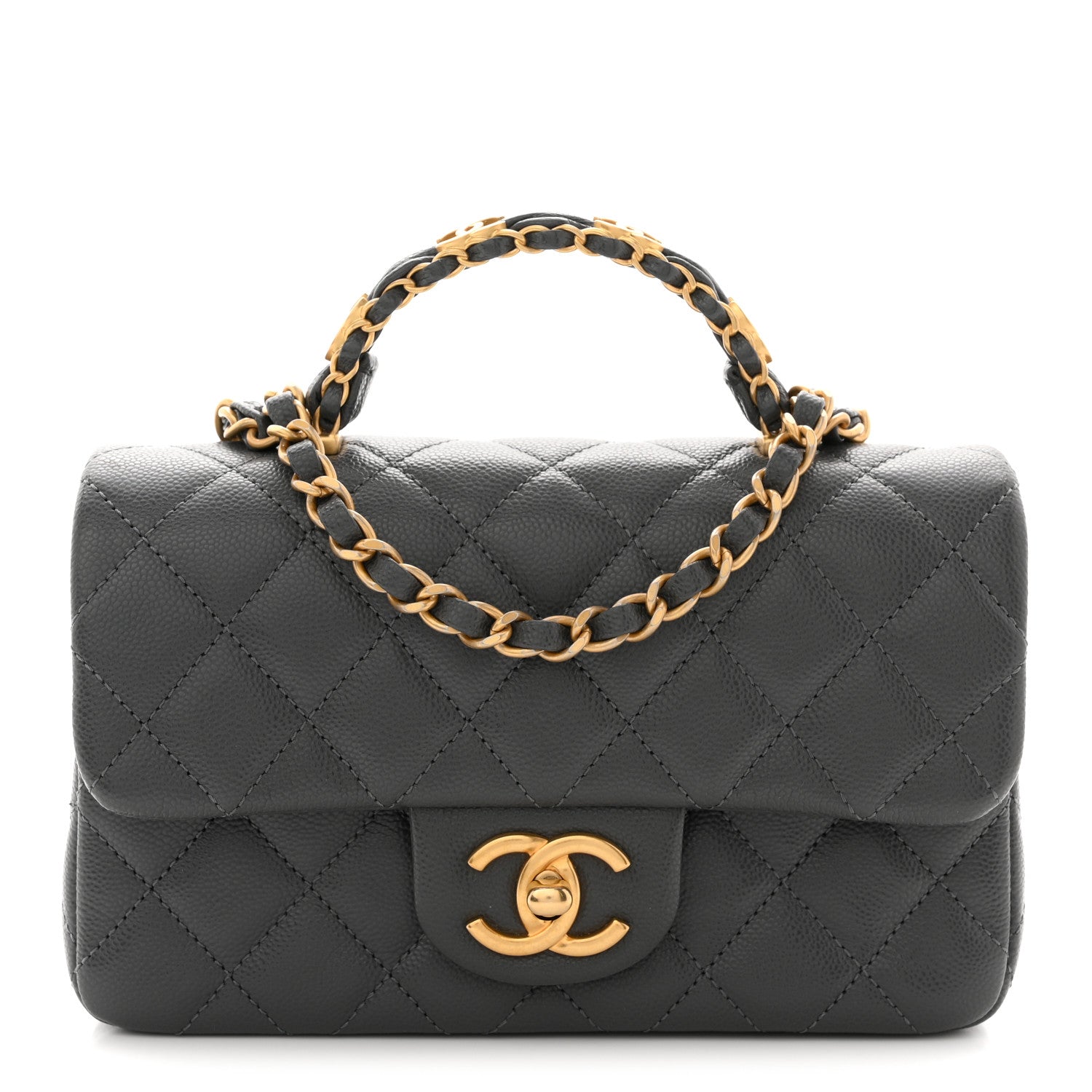 Chanel Caviar Quilted Mini Handy CC Flap Grey 1 of 11