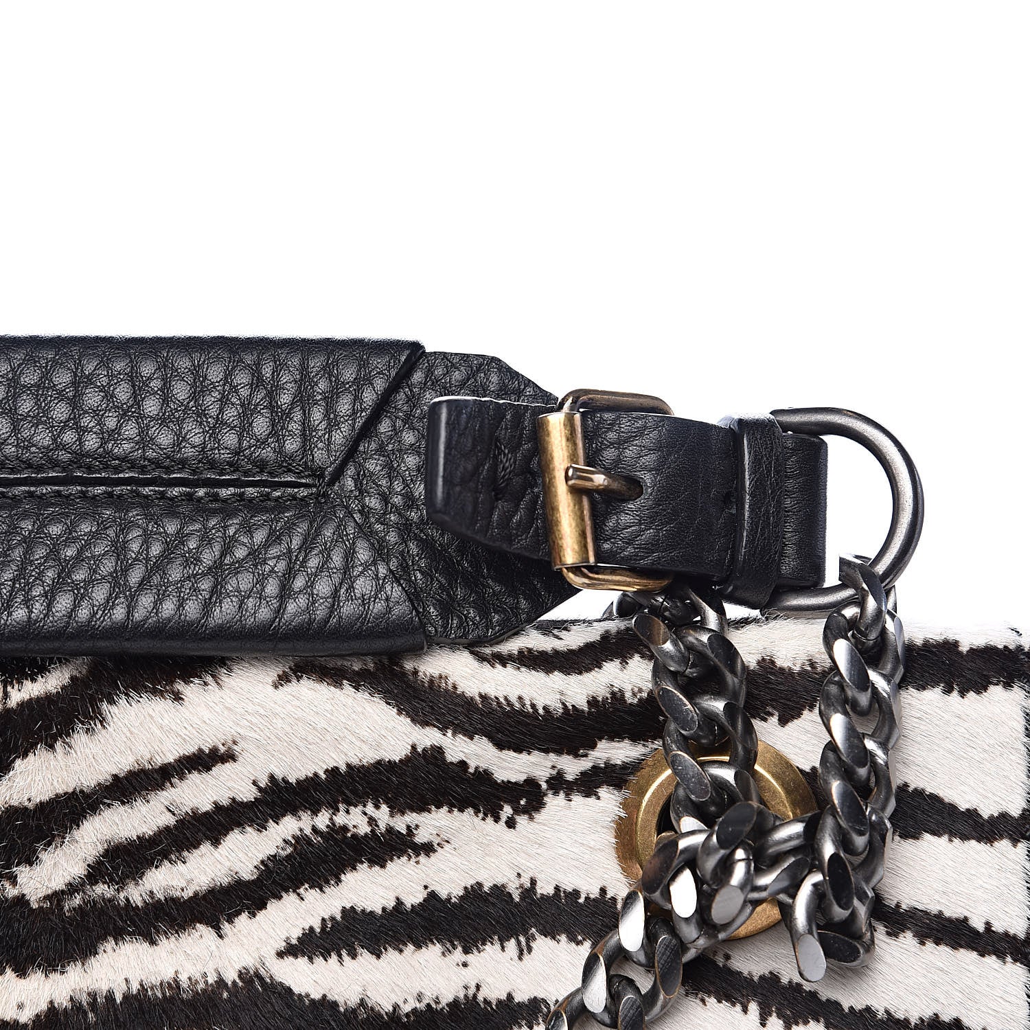 Lanvin Pony Hair Calfskin Zebra Print Medium Happy Shoulder Bag Black White 15 of 16