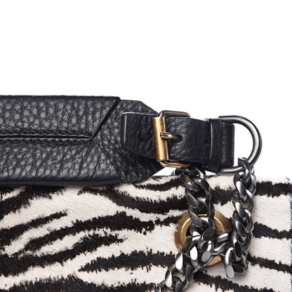 Lanvin Pony Hair Calfskin Zebra Print Medium Happy Shoulder Bag Black White 15 of 16
