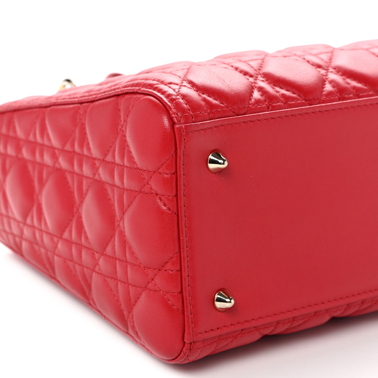 Christian Dior Lambskin Cannage Medium Lady Dior Red 9 of 10