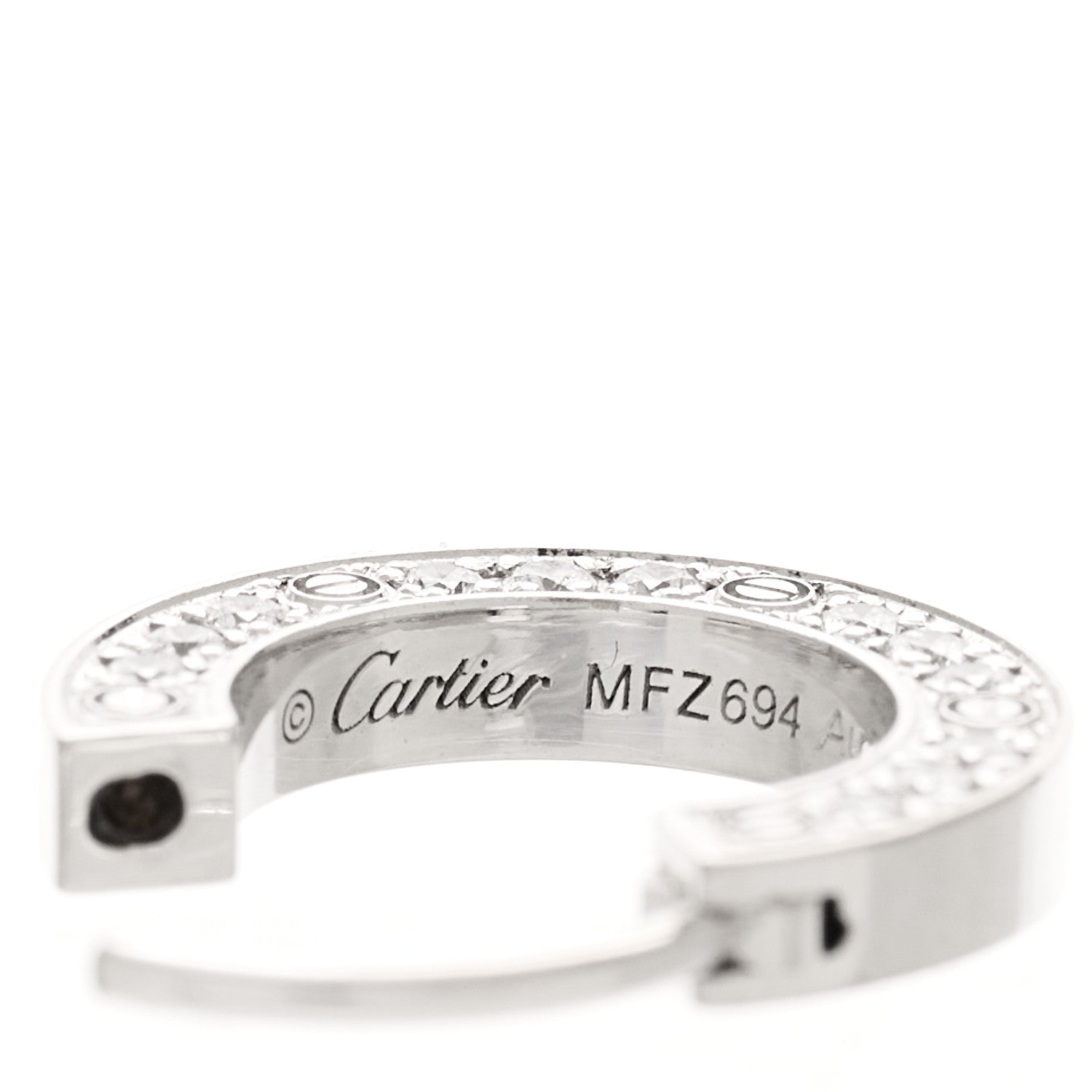 Cartier 18K White Gold Diamond Pave Single LOVE Hoop Earring 4 of 5