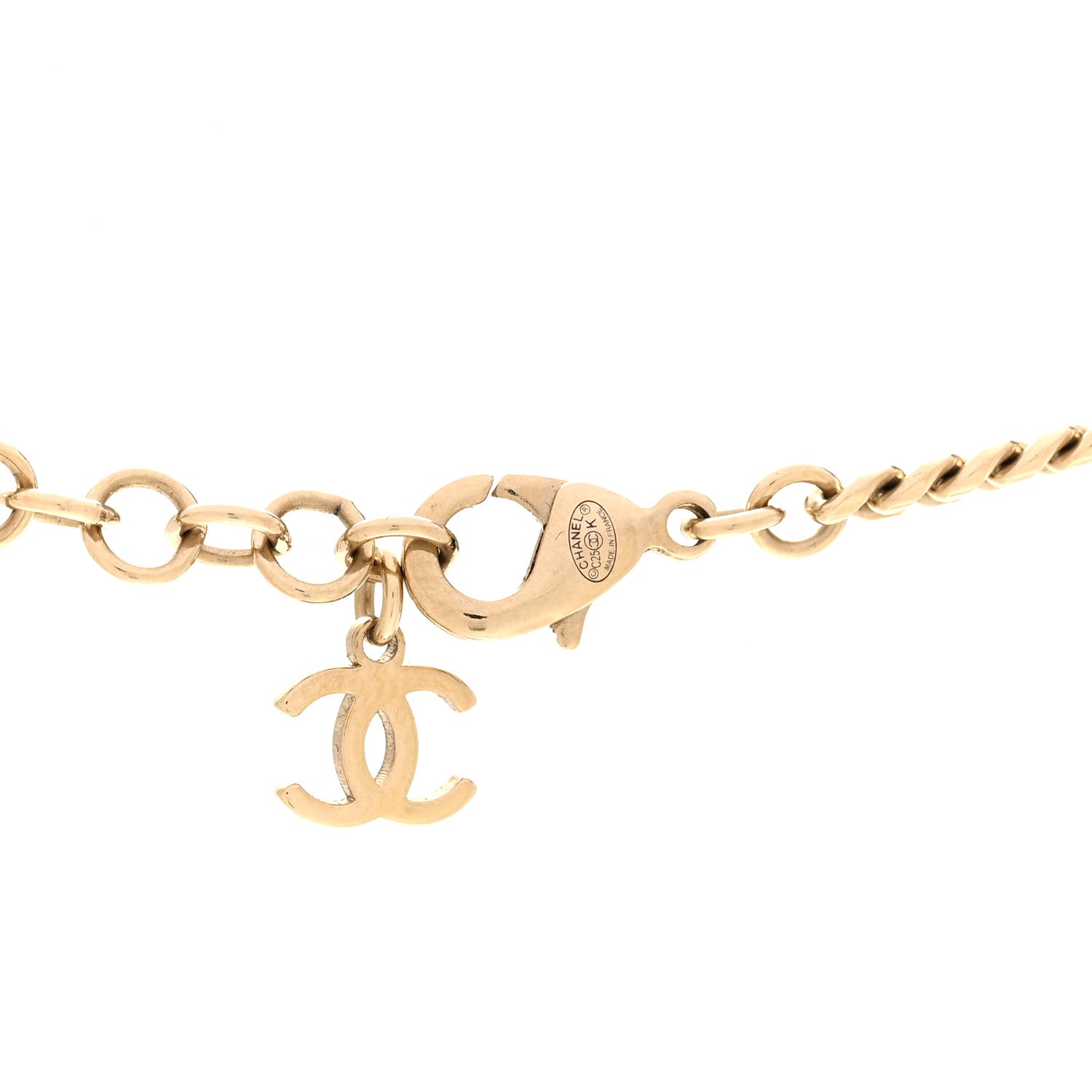 Chanel Pearl Beaded CC Necklace Gold Black White Pink 5 of 5