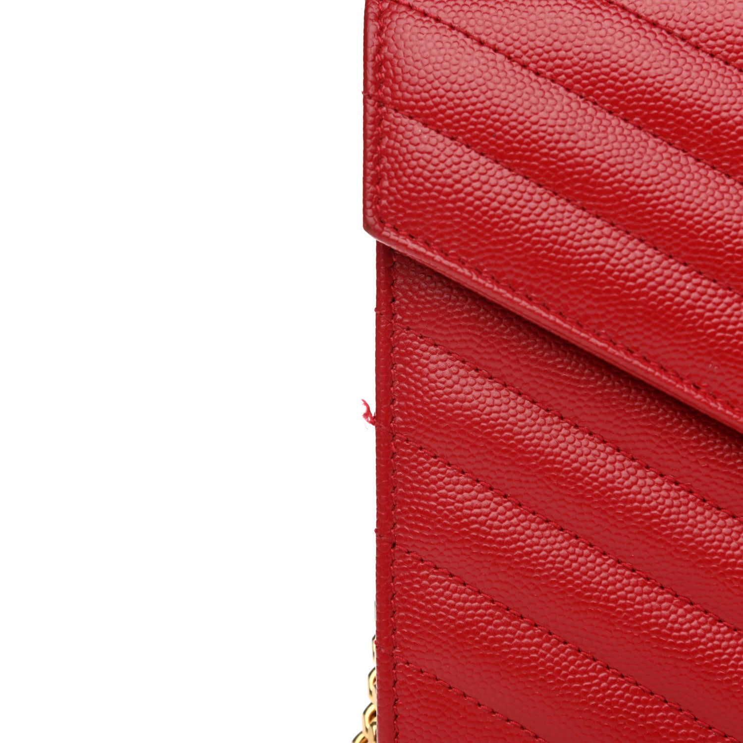 Saint Laurent Grain De Poudre Matelasse Chevron Monogram Chain Wallet Red 11 of 12