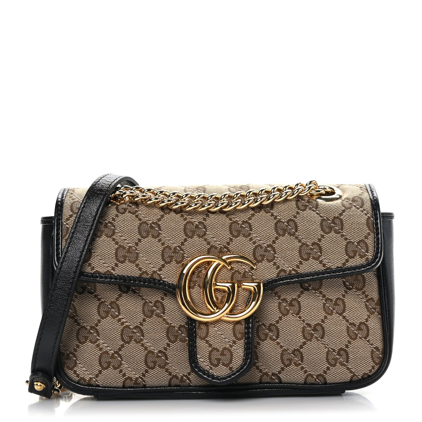 Monogram Matelasse Diagonal Mini GG Marmont Shoulder Bag Beige Black