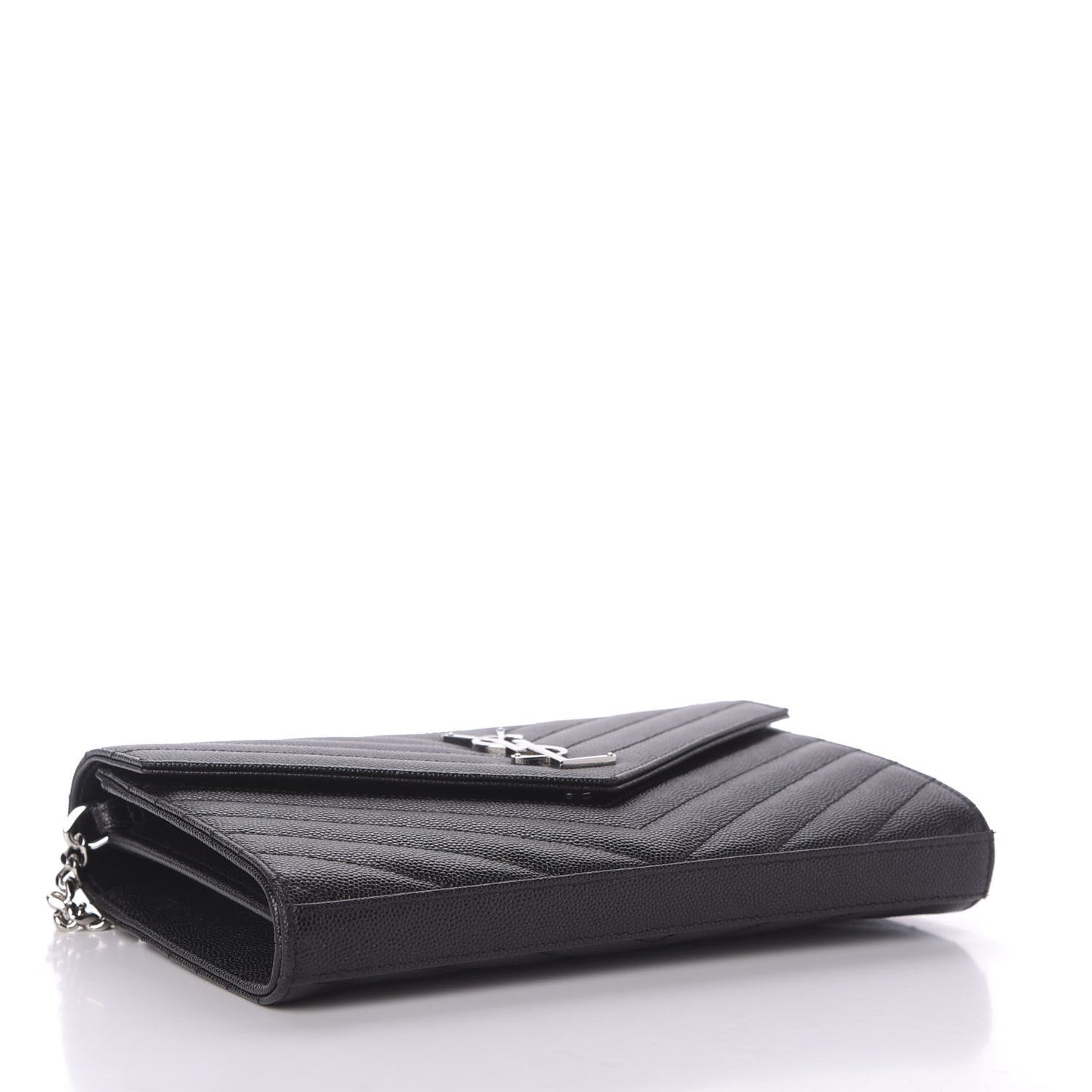 Grain De Poudre Matelasse Chevron Monogram Chain Wallet Black