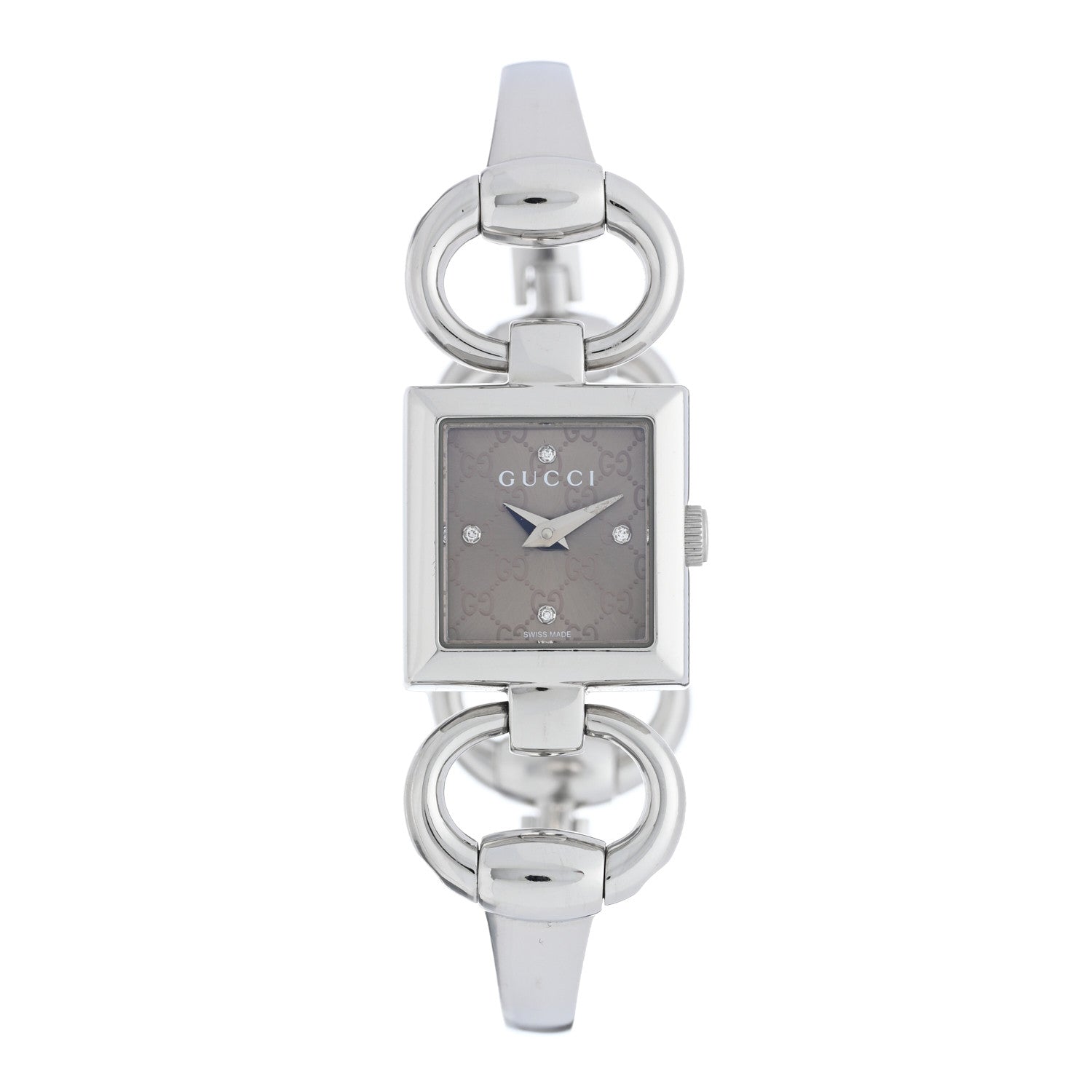 Gucci Stainless Steel Diamond 18mm Tornabuoni Quartz Watch Brown 1 of 4