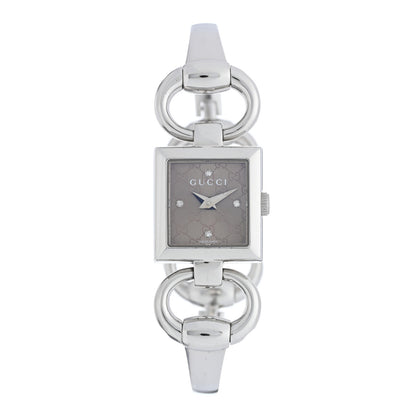 Gucci Stainless Steel Diamond 18mm Tornabuoni Quartz Watch Brown 1 of 4