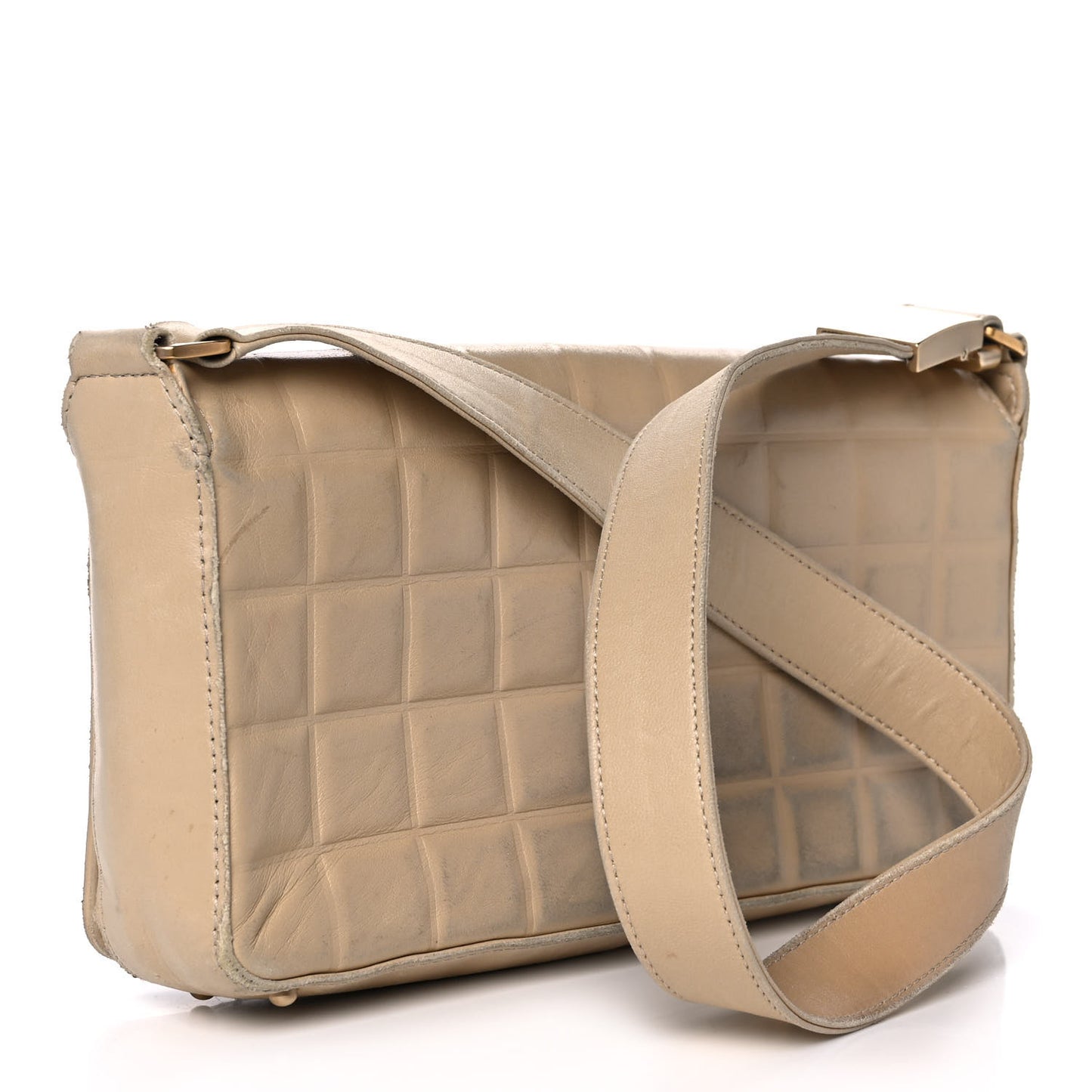 Lambskin Quilted CC Chocolate Bar Flap Beige