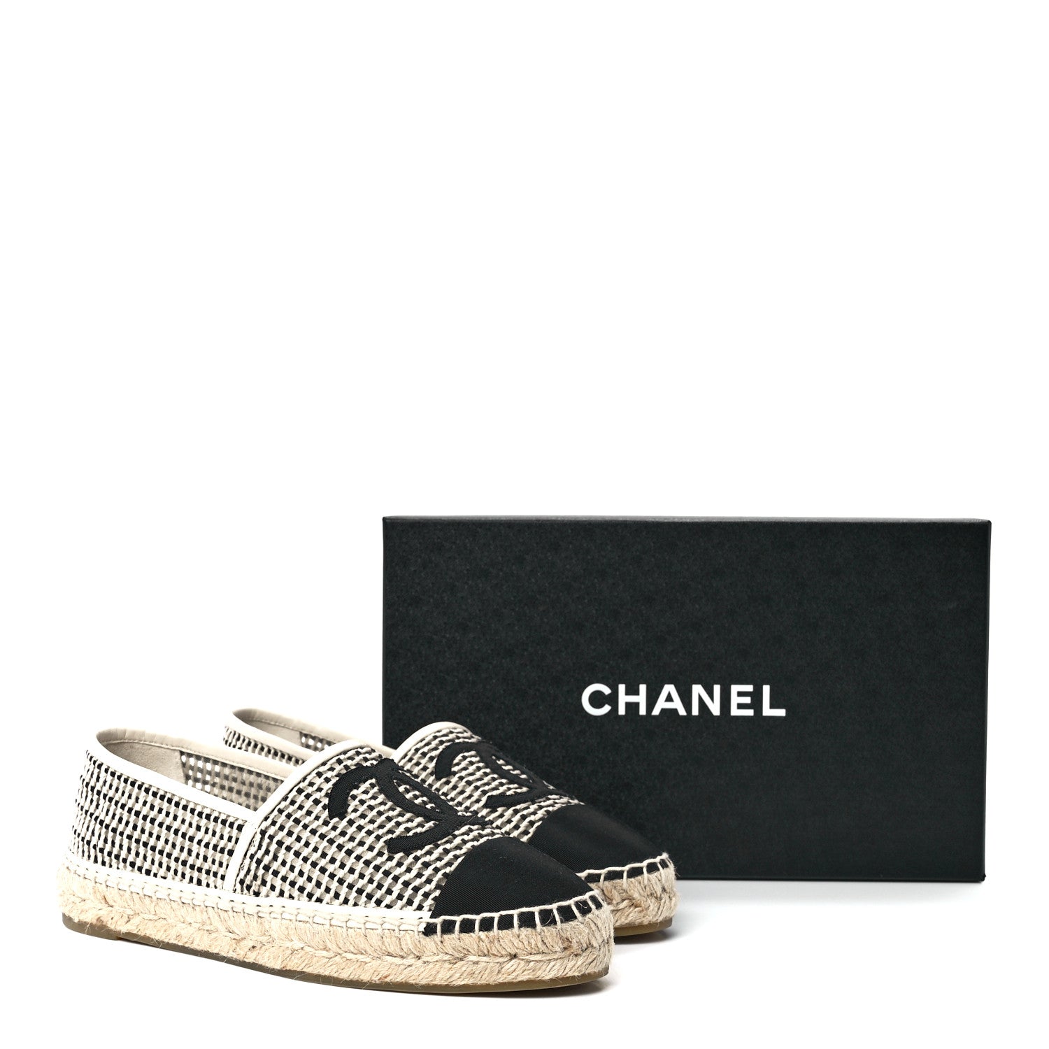 Chanel Mesh Grosgrain CC Espadrilles 39 Beige Black 9 of 9