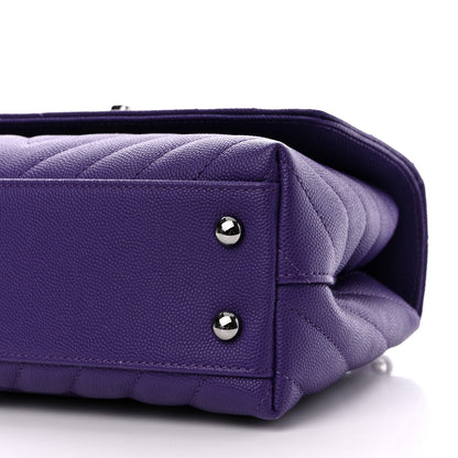 Chanel Caviar Chevron Quilted Mini Coco Handle Flap Purple 10 of 11