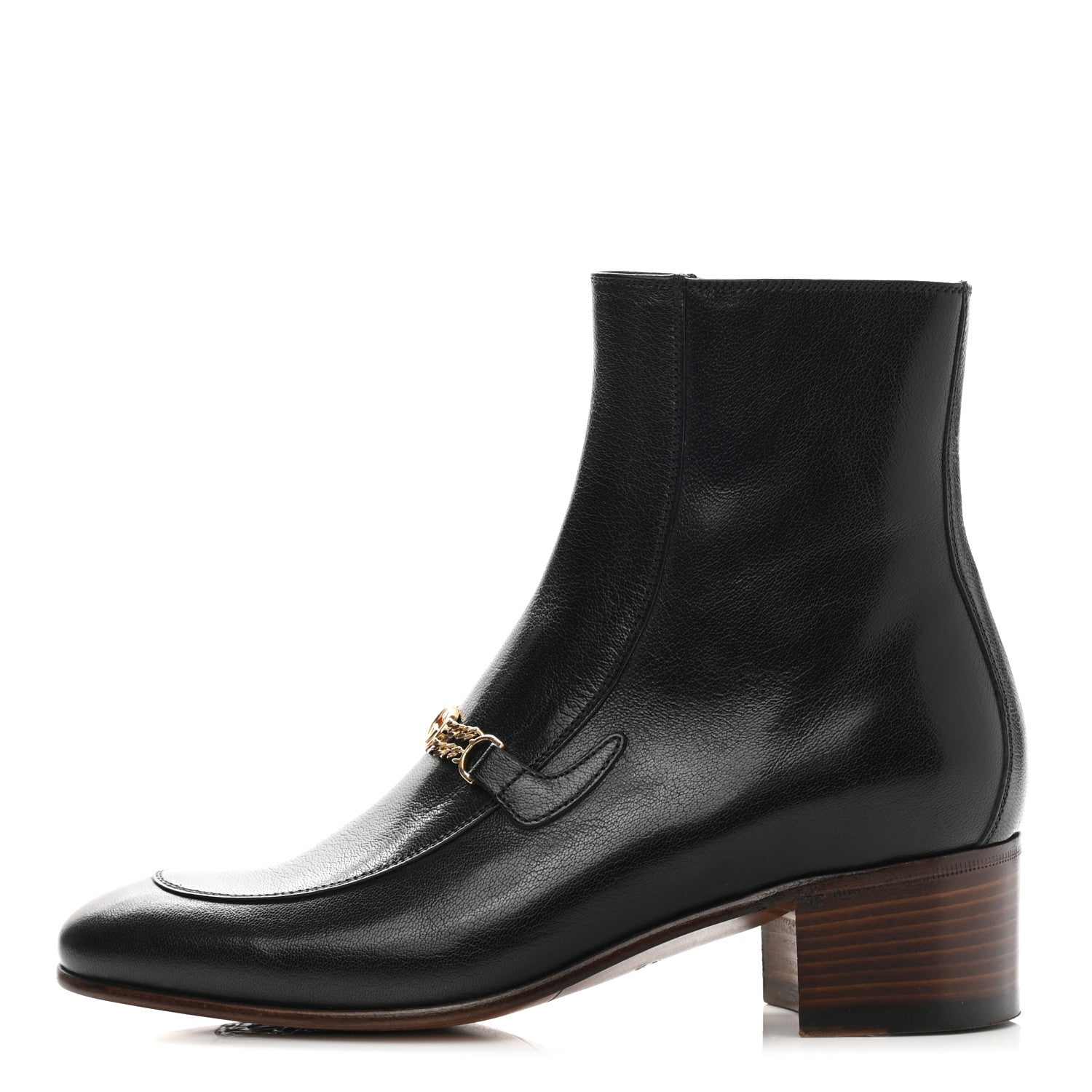 Gucci Goatskin Interlocking G Chain Ankle Boots 37 Black 1 of 9