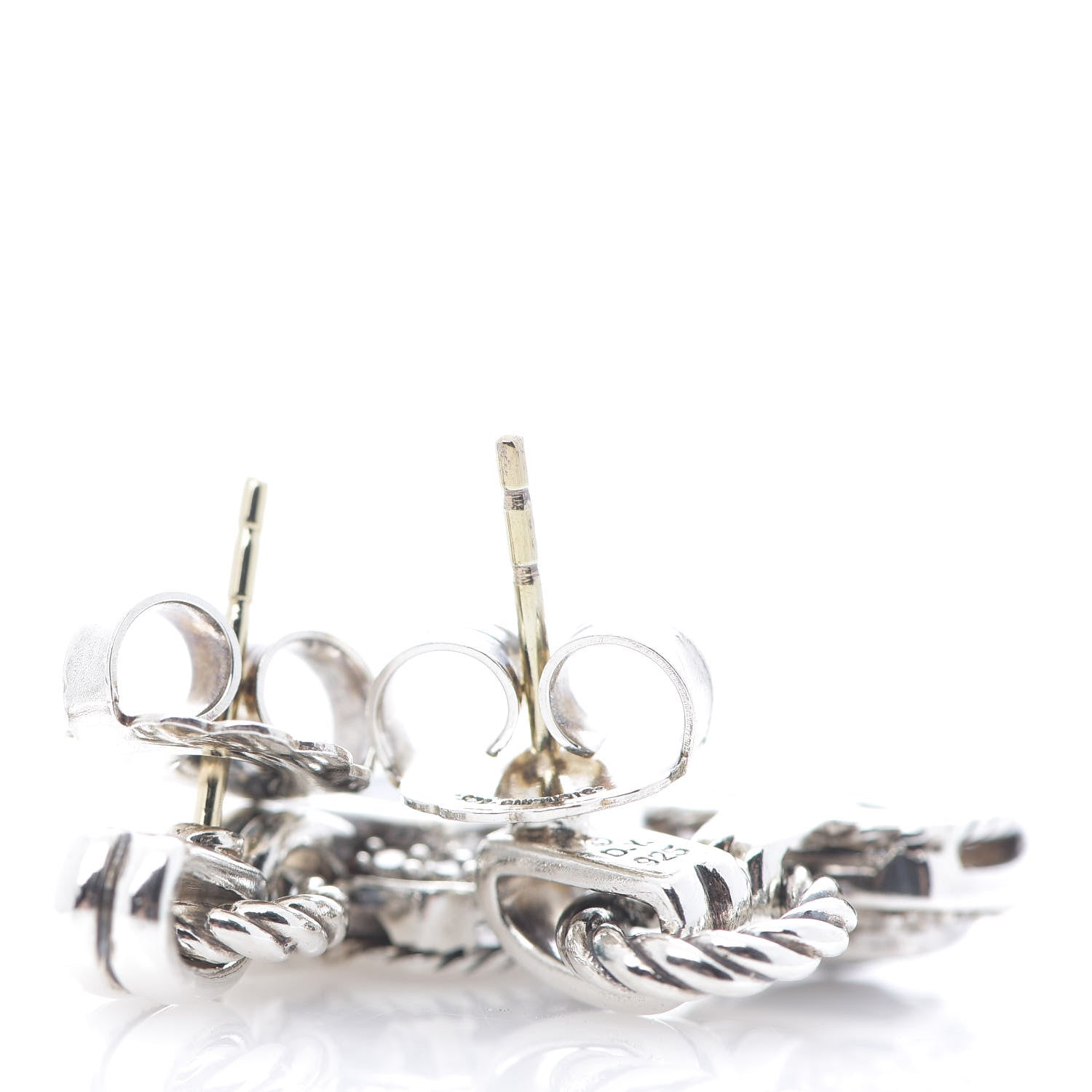 David Yurman Sterling Silver Diamond Black Onyx 7mm Petite Albion Drop Earrings 2 of 3