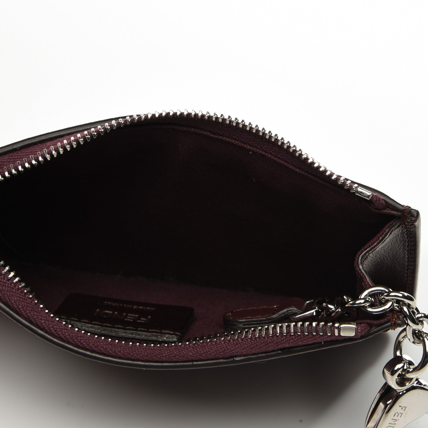 Fendi Vitello Liberty Studded Coin Pouch Key Case Bordeaux Multicolor 5 of 7