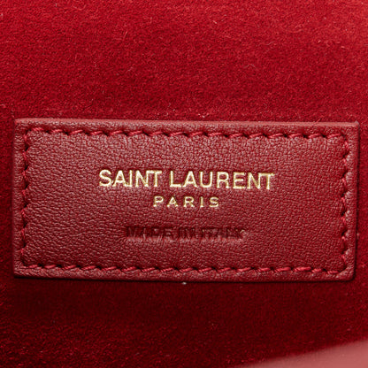 Saint Laurent Calfskin Crocodile Embossed Elise Chain Shoulder Bag Red 7 of 11