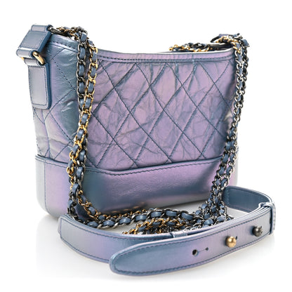 Chanel Iridescent Lambskin Calfskin Quilted Small Gabrielle Hobo Blue 3 of 11
