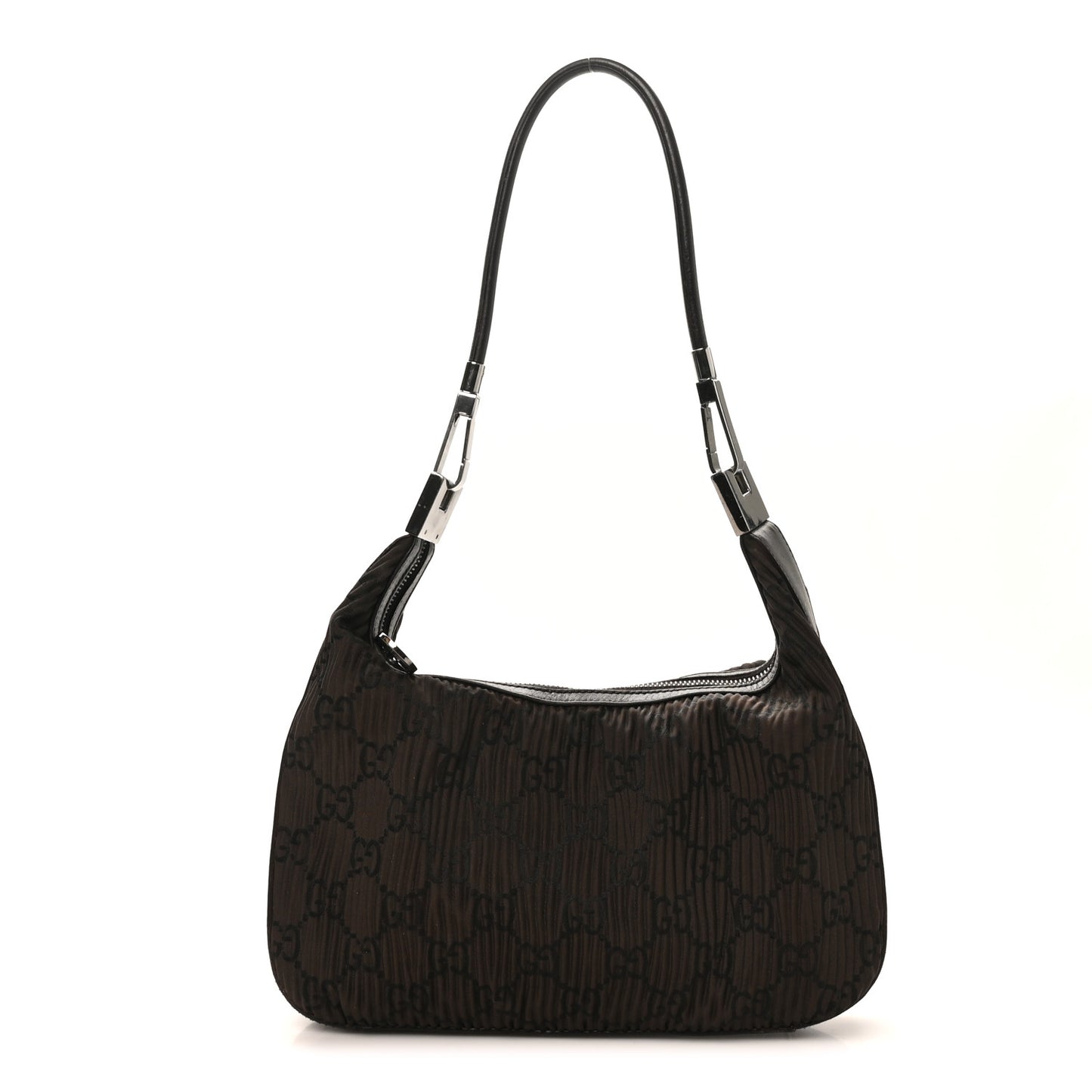 Nylon Pleated Monogram GG Clasp Hobo Brown