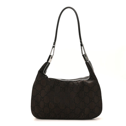 Gucci Nylon Pleated Monogram GG Clasp Hobo Brown 1 of 10