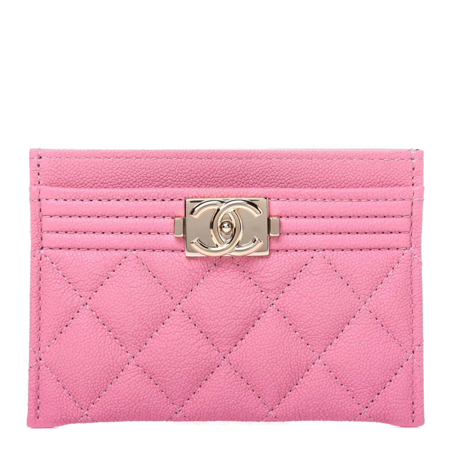 Chanel Caviar Quilted Boy Card Holder Pink 1 of 12