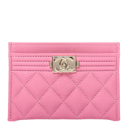 Chanel Caviar Quilted Boy Card Holder Pink 1 of 12