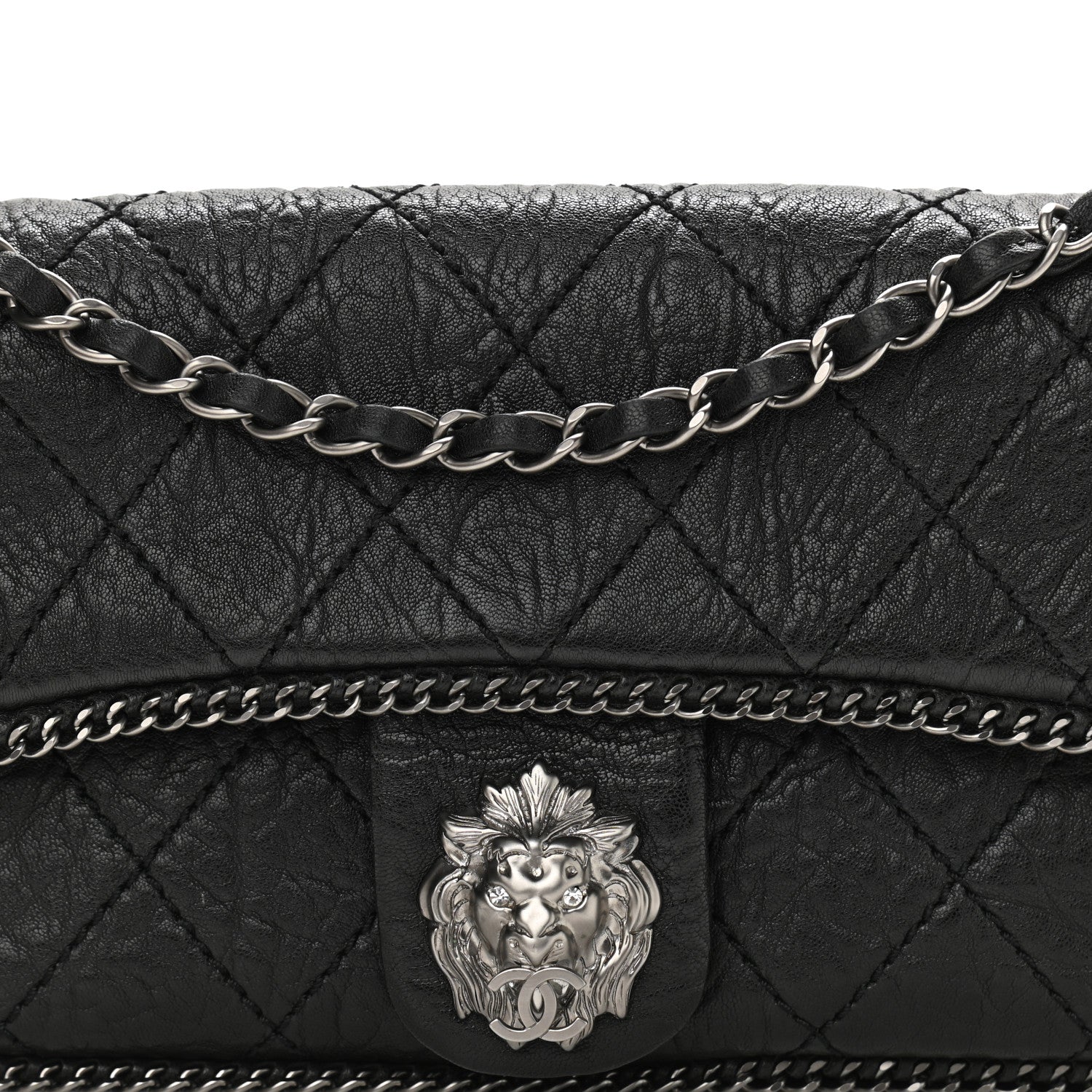 Chanel Distressed Lambskin Medium Leo Lion Flap Black 8 of 10