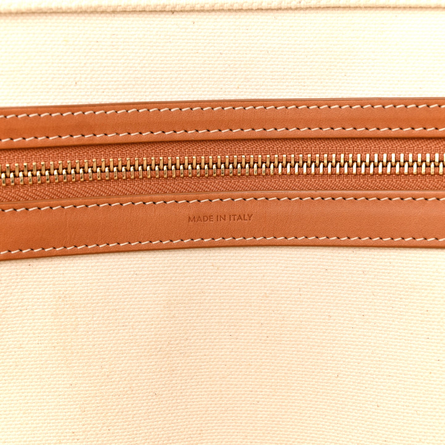 Canvas Calfskin Horizontal Cabas Natural Tan