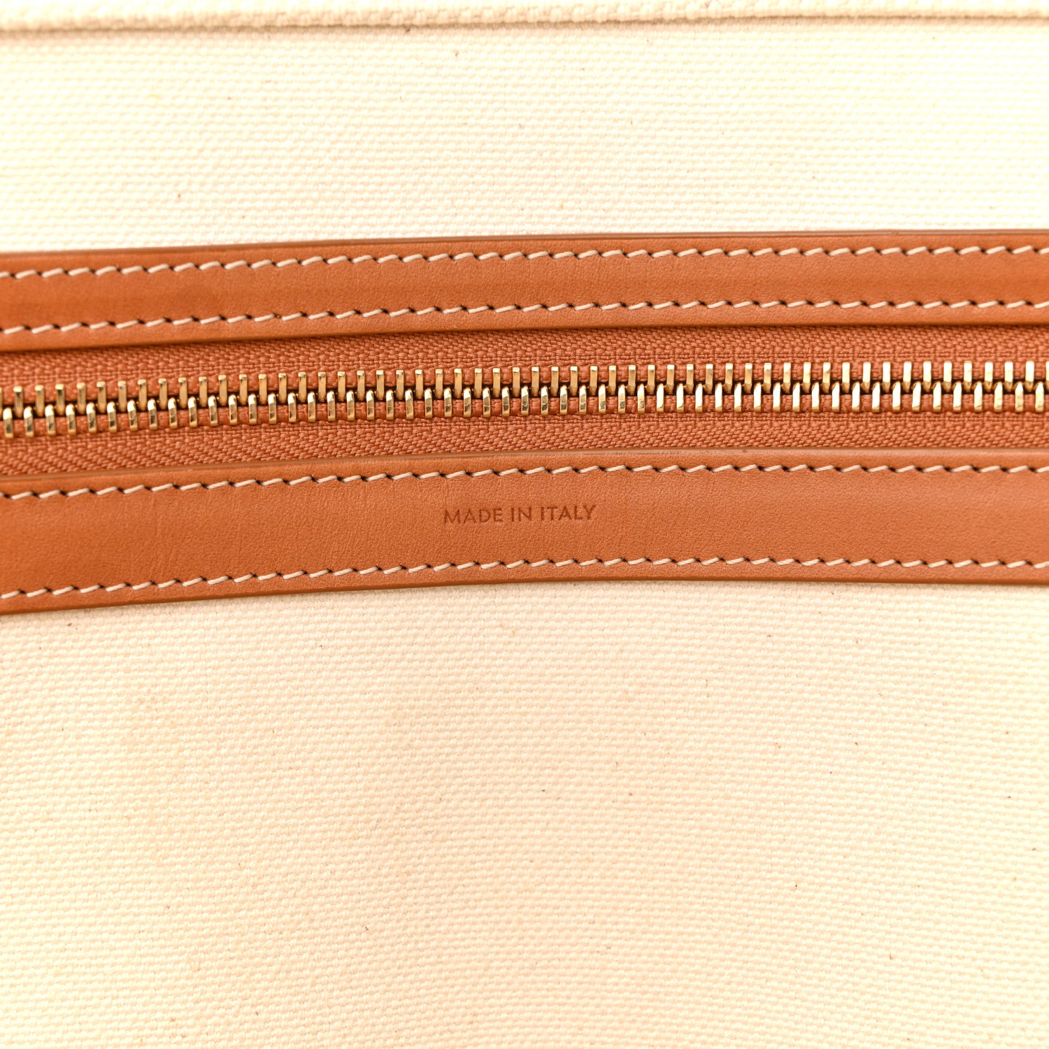 Celine Canvas Calfskin Horizontal Cabas Natural Tan 6 of 14