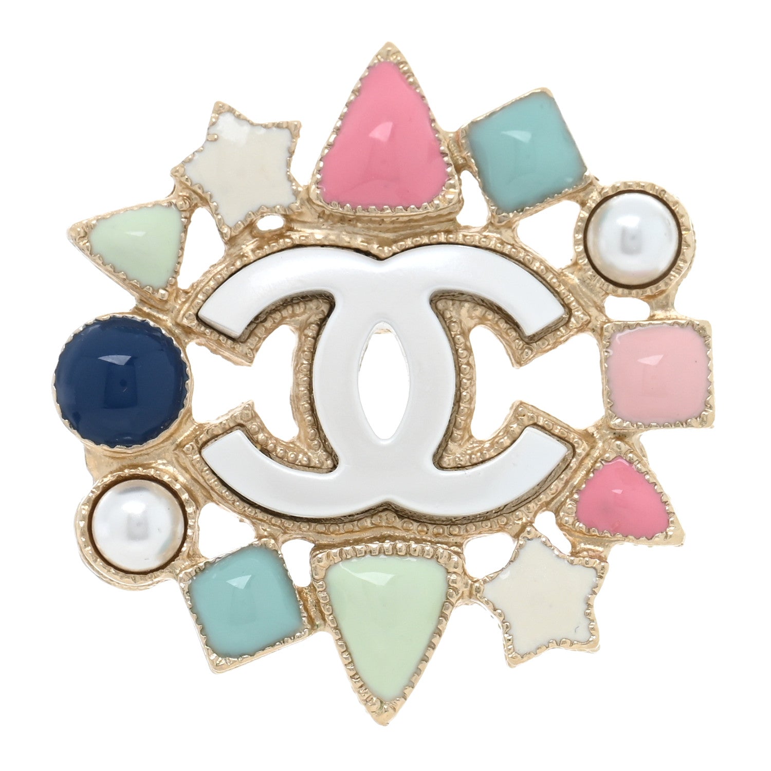 Chanel Pearl Gripiox CC Brooch Multicolor Gold 1 of 4