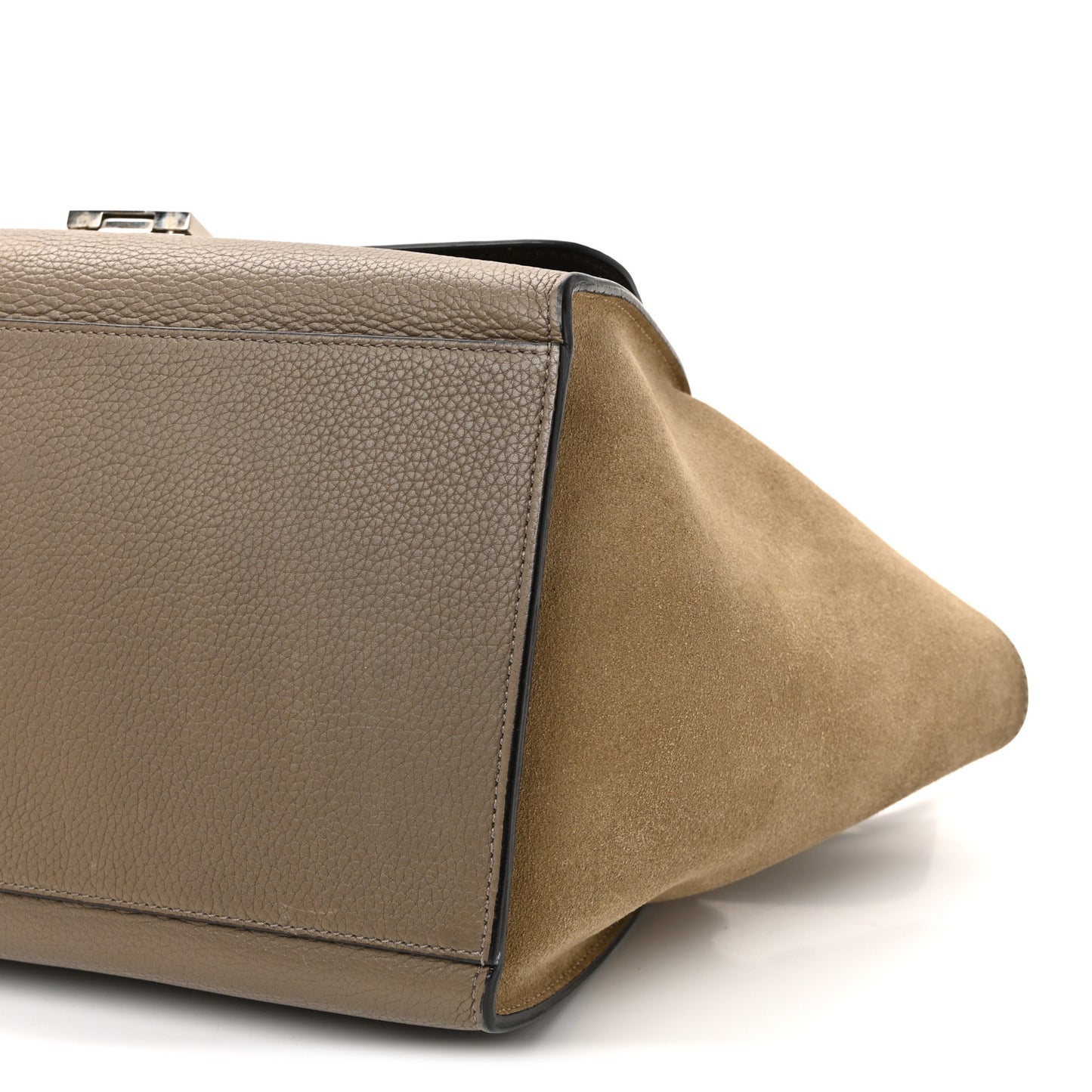 Drummed Calfskin Suede Medium Trapeze Souris