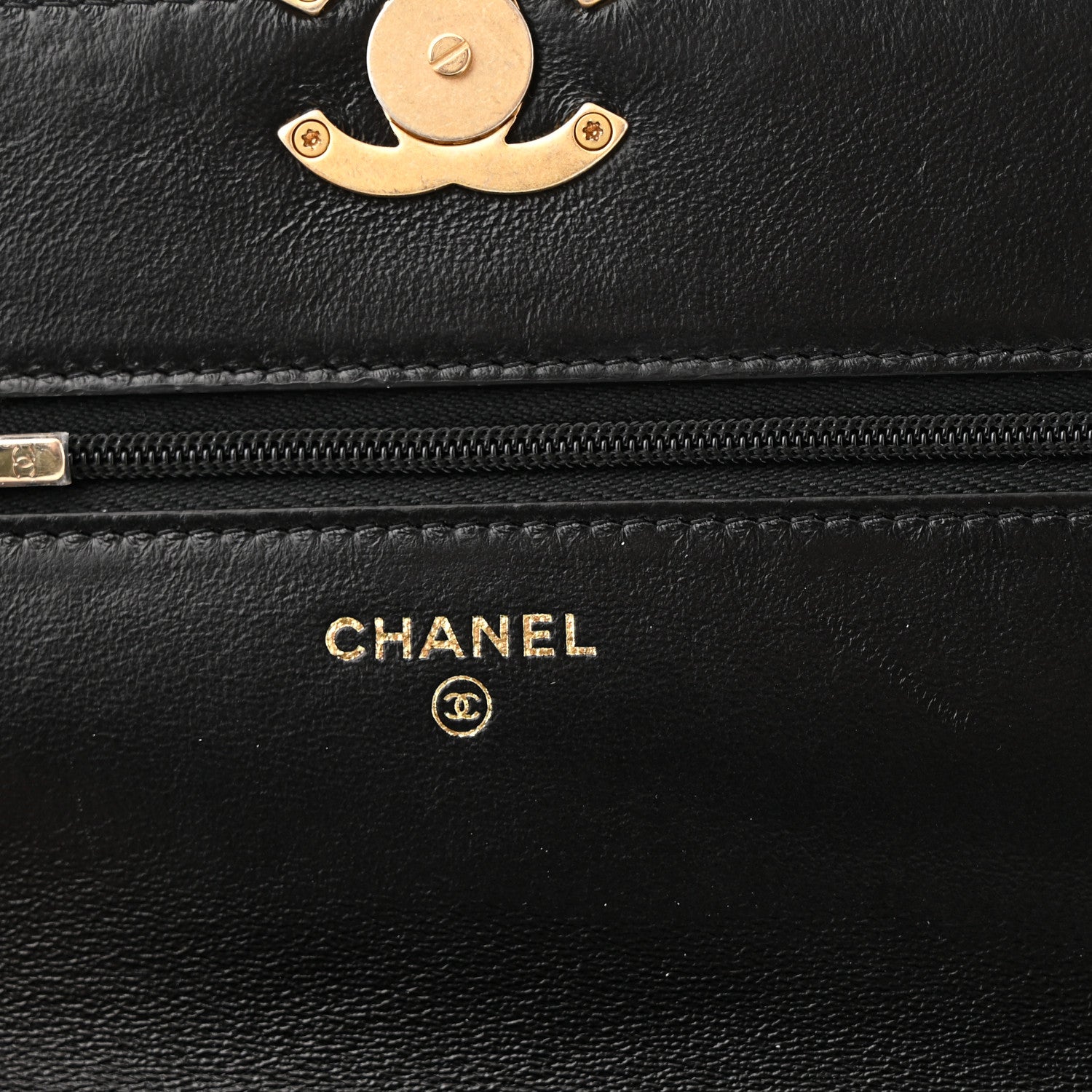 Chanel Lambskin Resin Quilted Wallet On Chain WOC Black 6 of 12