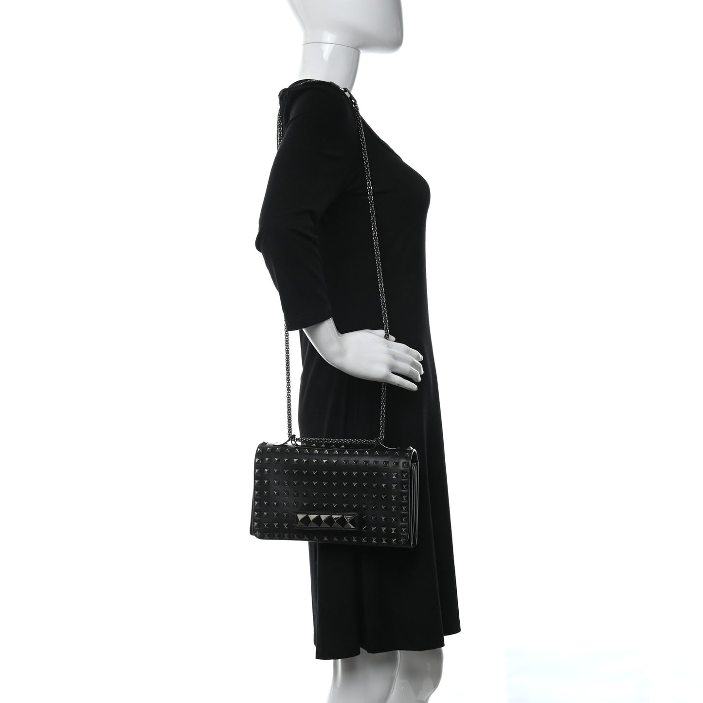 Vitello Rockstud All Over Va Va Voom Flap Bag Black