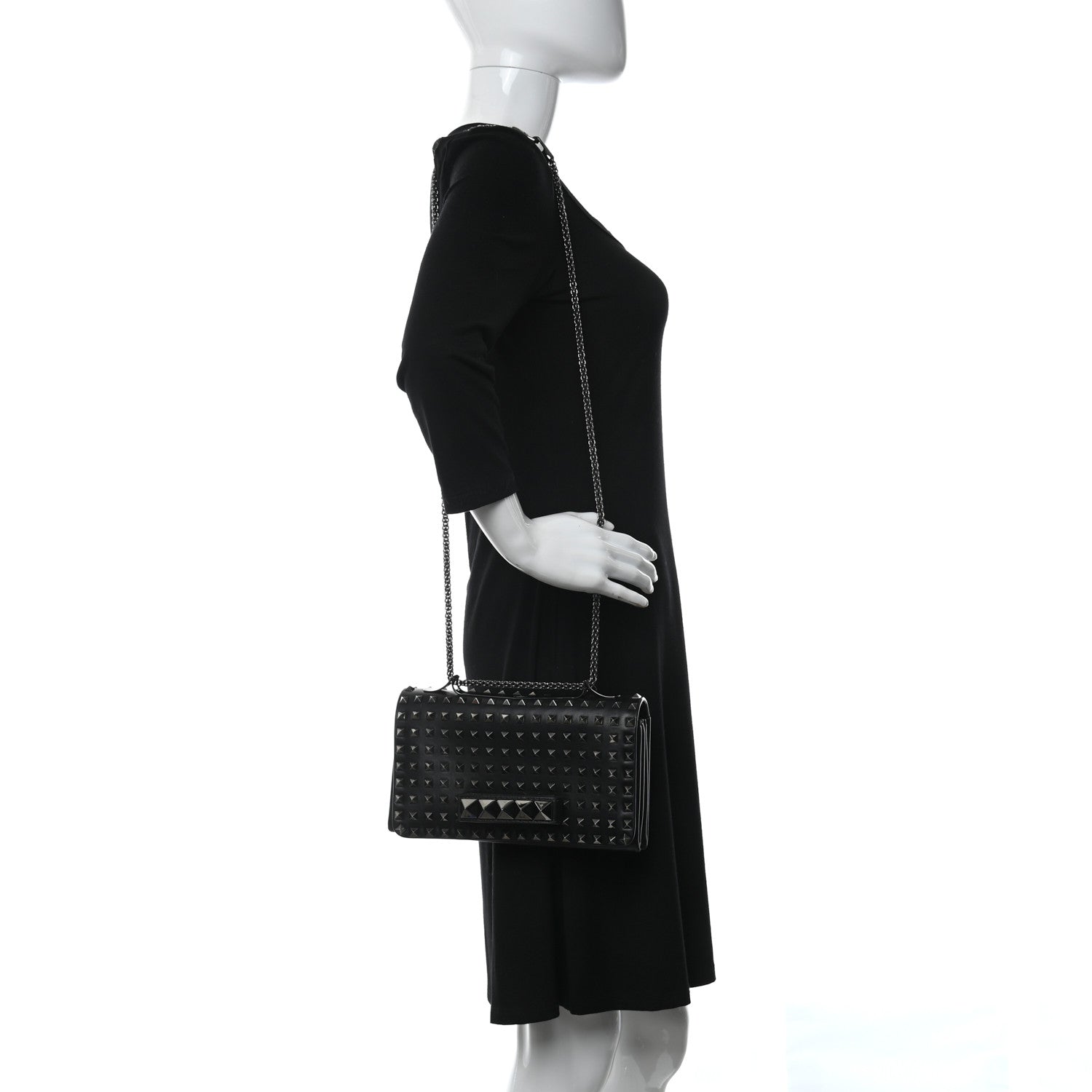 Valentino Garavani Vitello Rockstud All Over Va Va Voom Flap Bag Black 2 of 8