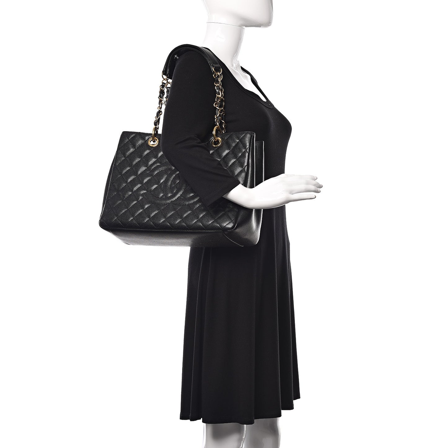 Caviar Quilted Grand Shopping Tote GST Black