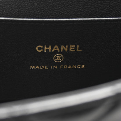 Chanel Lambskin Quilted Rectangular Phone Holder Clutch With Chain Black 6 of 11
