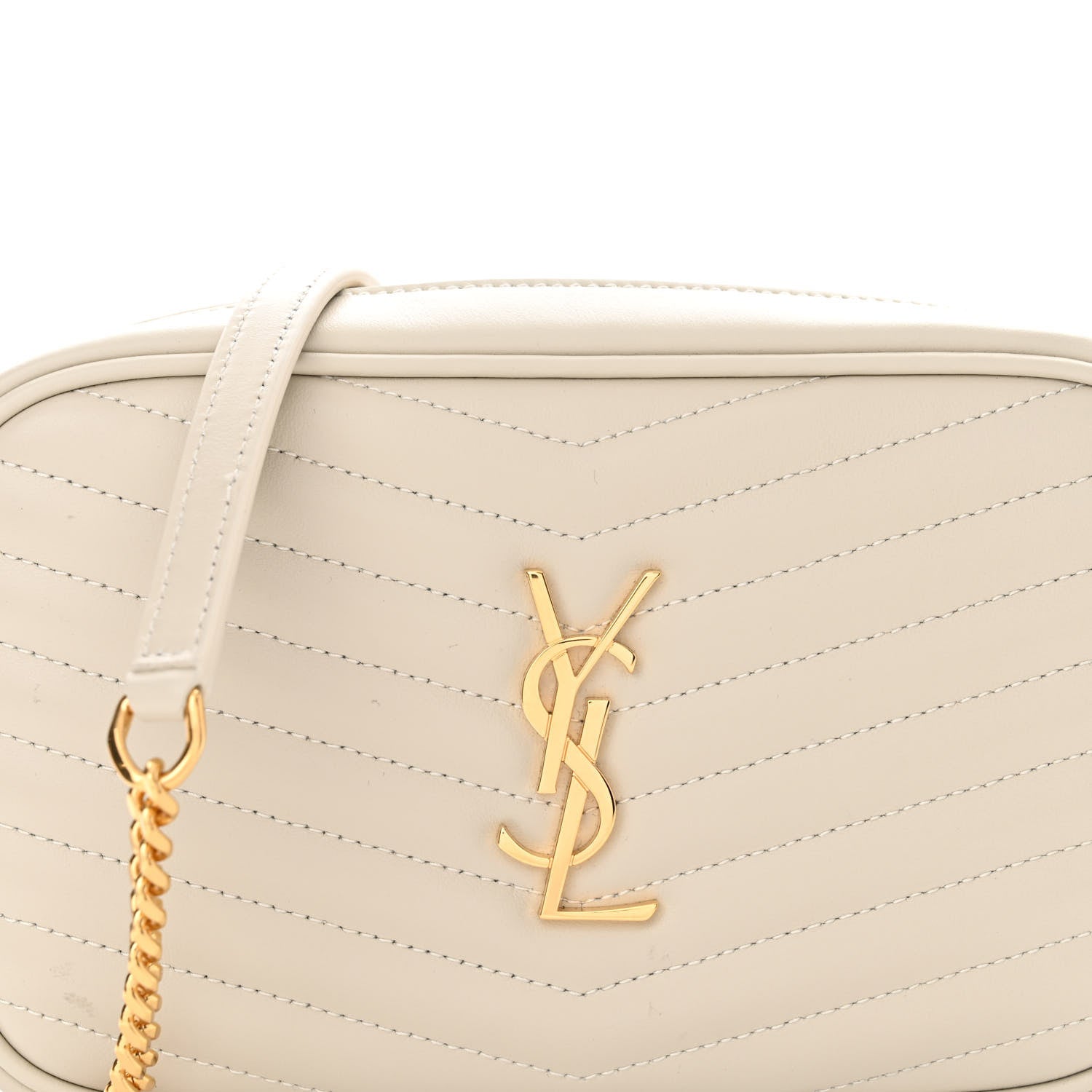 Saint Laurent Calfskin Matelasse Monogram Mini Lou Camera Bag Crema Soft 8 of 13