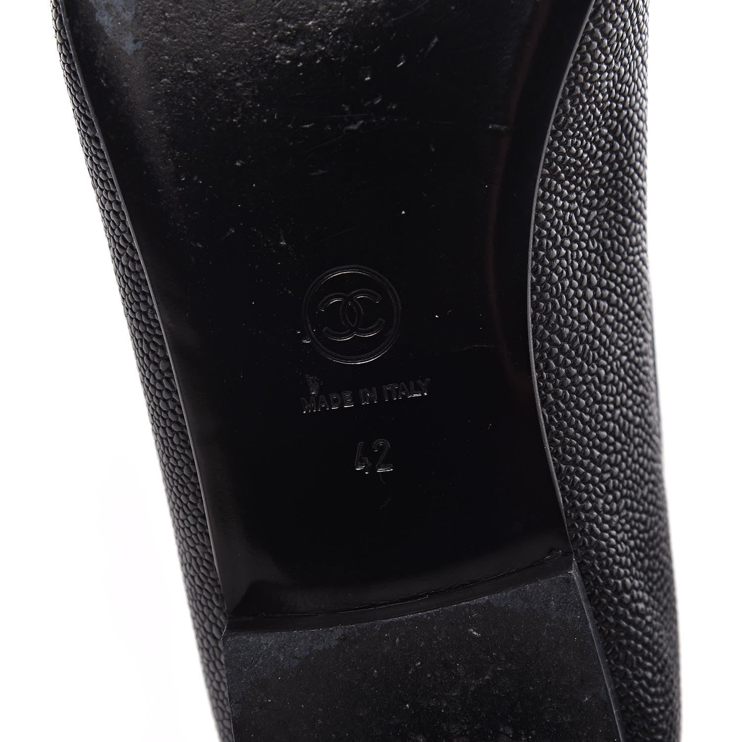 Chanel Caviar CC Cap Toe Ballerina Flats 42 Black 9 of 17