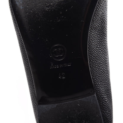 Chanel Caviar CC Cap Toe Ballerina Flats 42 Black 9 of 17
