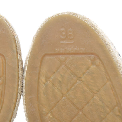 Chanel Lambskin Quilted CC Chain Espadrilles 38 Navy Black 7 of 9