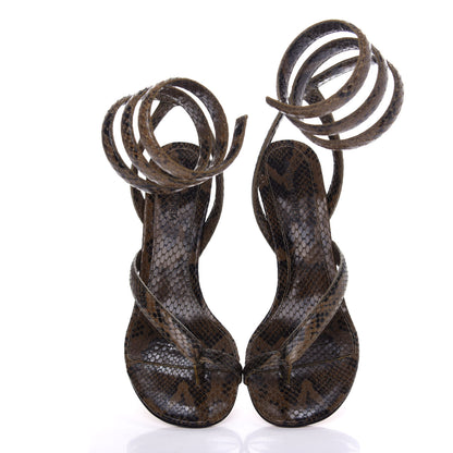 Bottega Veneta Python Printed Calfskin Spiral Sandals 40 Kaki 5 of 10