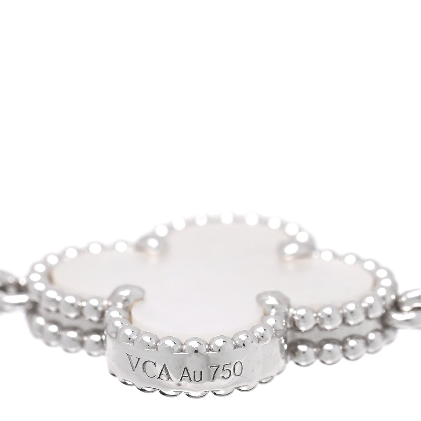 18K White Gold Mother of Pearl 5 Motifs Vintage Alhambra Bracelet