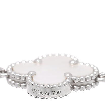 Van Cleef & Arpels 18K White Gold Mother of Pearl 5 Motifs Vintage Alhambra Bracelet 3 of 3