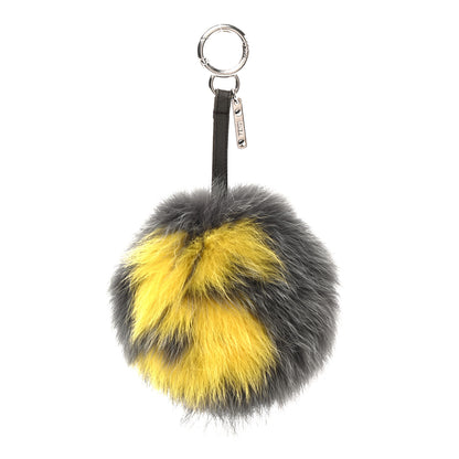 Fendi Fox Fur S ABCharm Bag Charm Grey Yellow 1 of 4